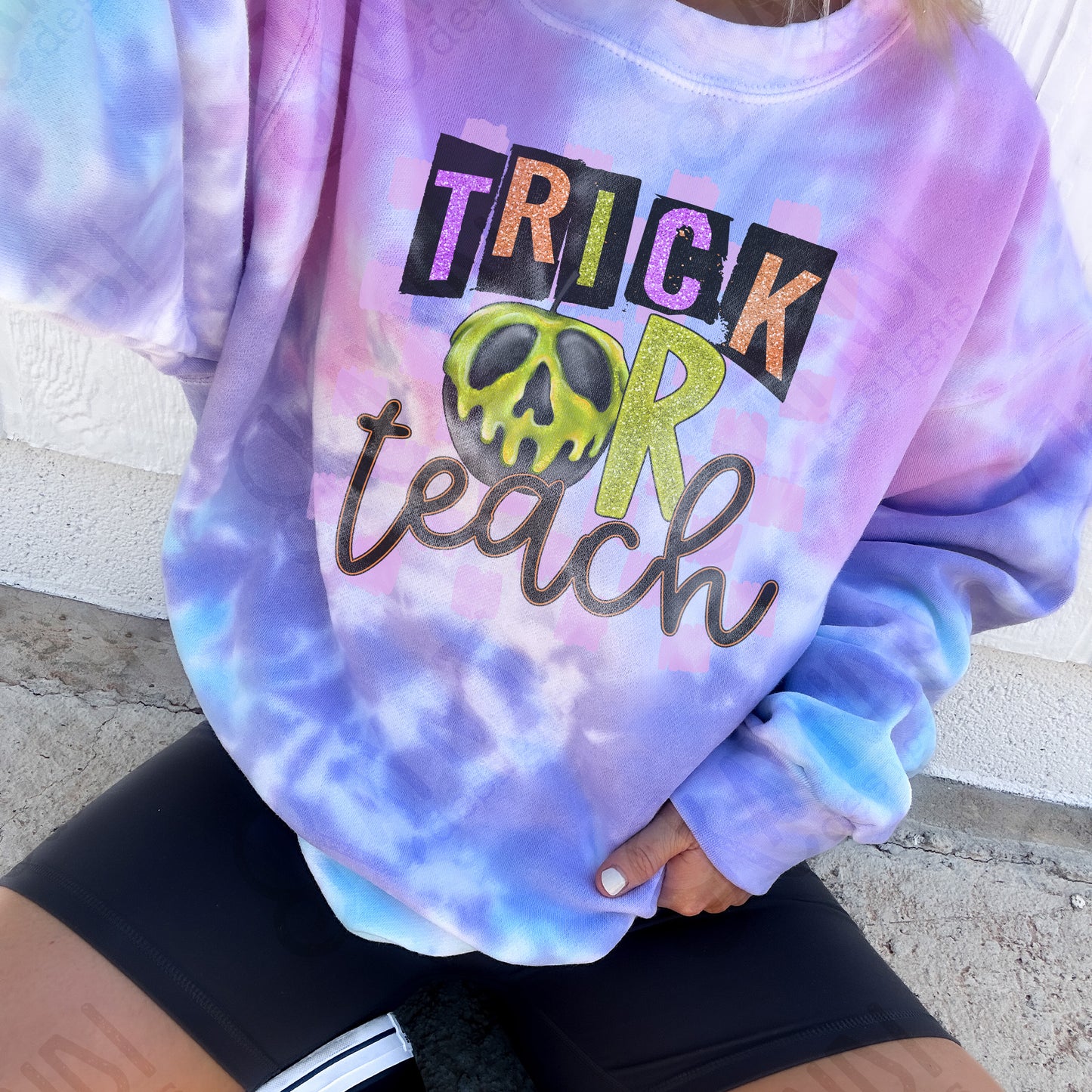 Trick or Teach Sublimation Design PNG Digital Download Printable Flowers Halloween