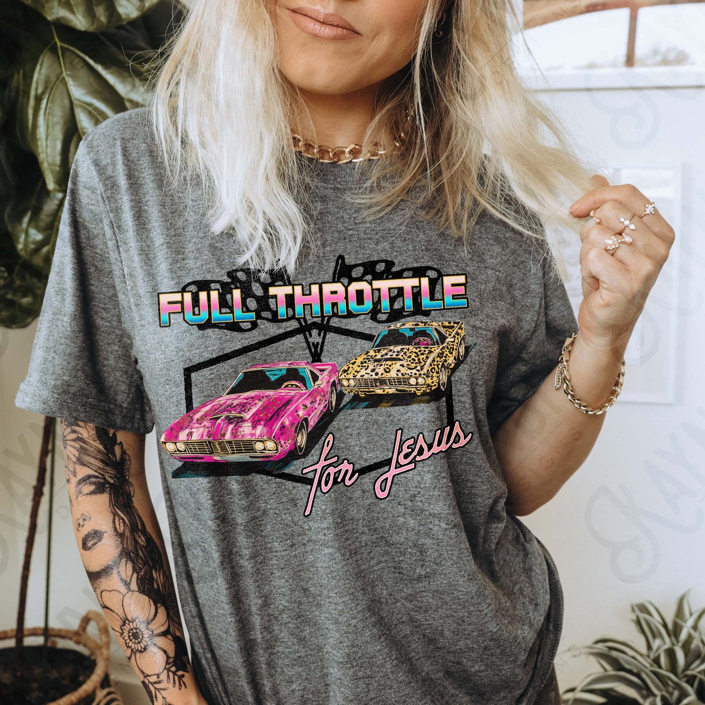 Full Throttle for Jesus Sublimation Design PNG Digital Download Cheetah Sport Car Racing