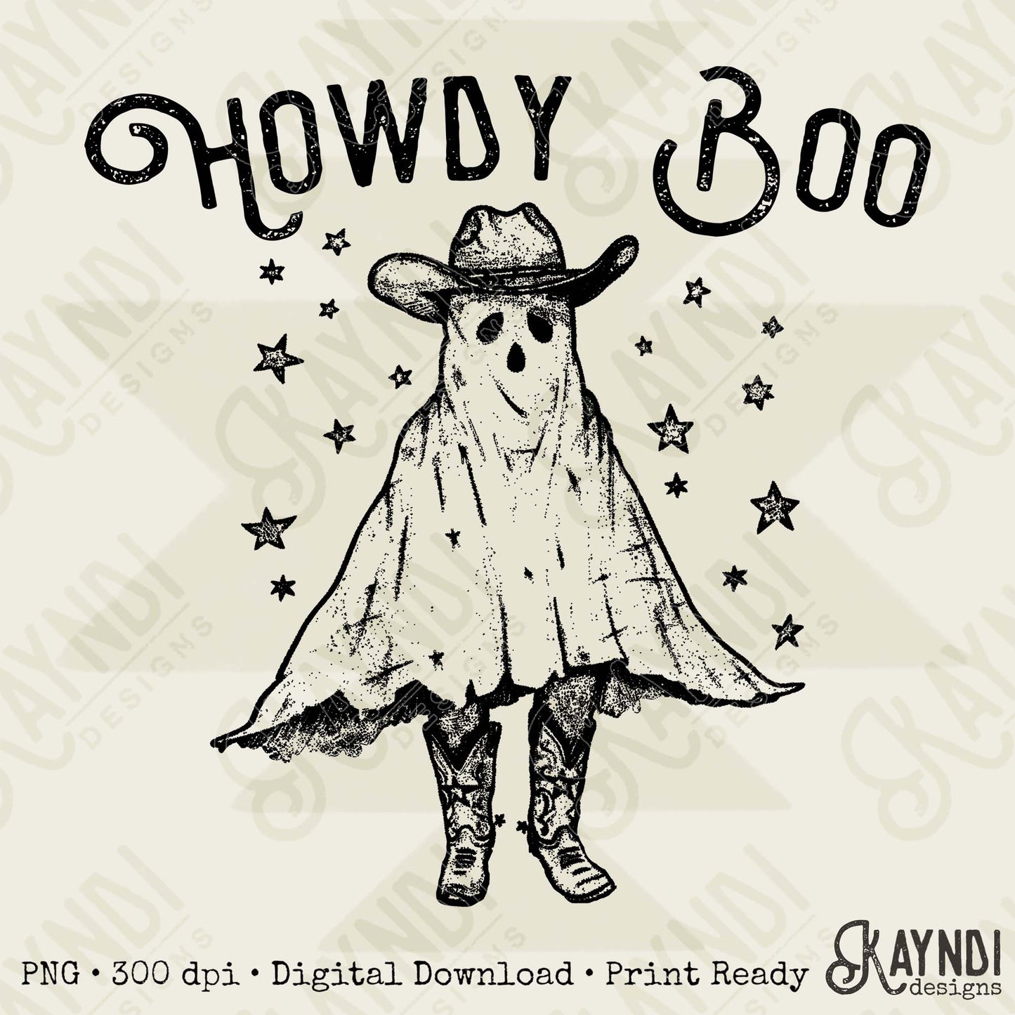 Howdy Boo Sublimation Design PNG Digital Download Cowboy Ghost Western