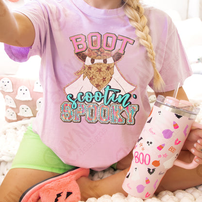 Boot Scootin' Spooky Sublimation Design PNG Digital Download Printable Halloween Ghost Western