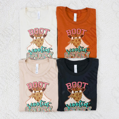 Boot Scootin' Spooky Sublimation Design PNG Digital Download Printable Halloween Ghost Western