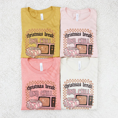 Christmas Break and Chill Pink Sublimation Design PNG Digital Download Printable Christmas Fun Blanket TV