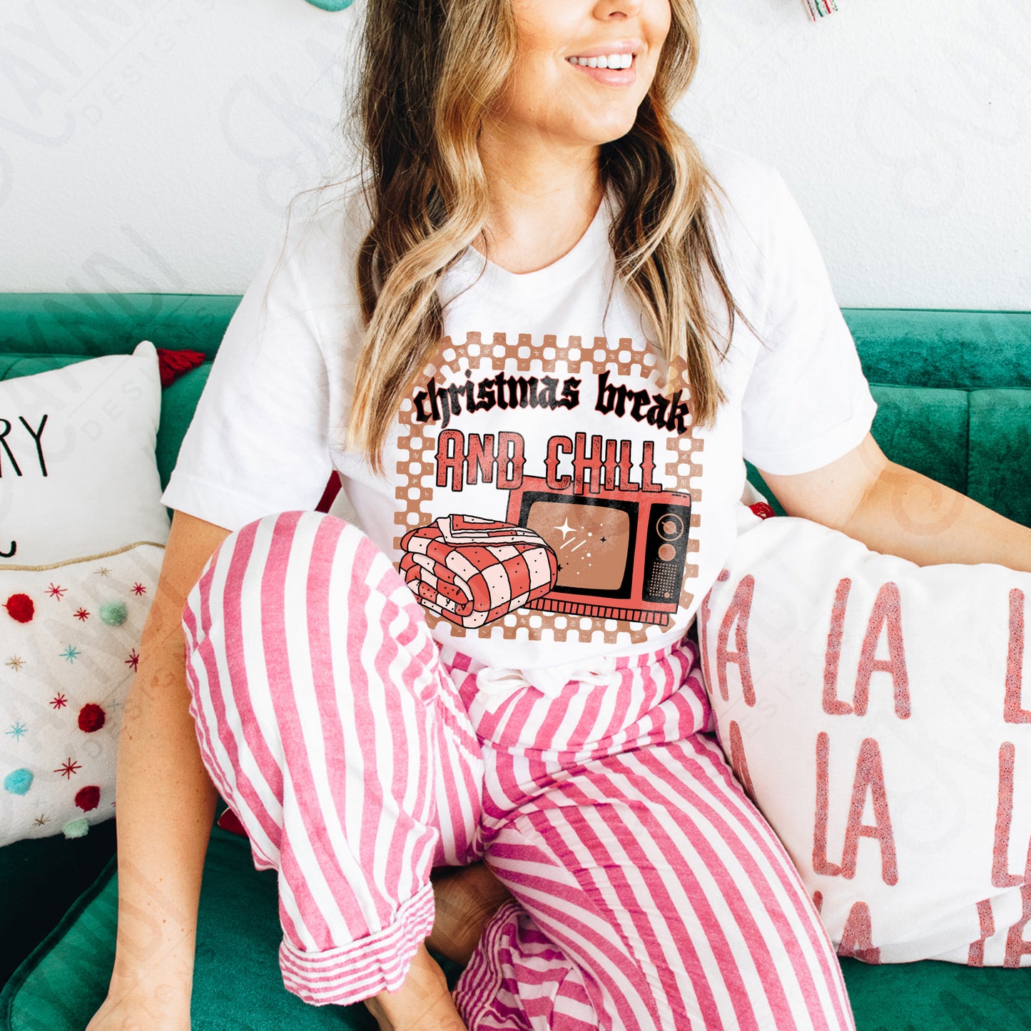 Christmas Break and Chill Red Sublimation Design PNG Digital Download Printable Christmas Fun Blanket TV