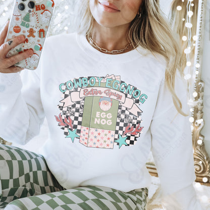 Cowboy Eggnog Extra Spicy Sublimation Design PNG Digital Download Printable Vintage Christmas Retro