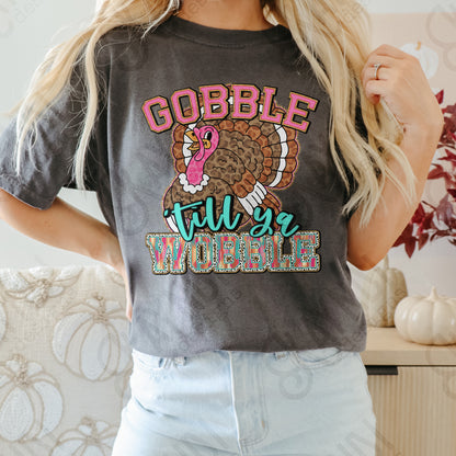 Gobble till ya Wobble Sublimation Design PNG Digital Download Printable Thanksgiving Turkey Pastels Gobble