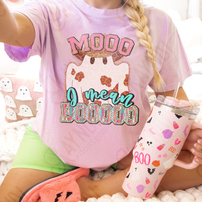 Mooo I mean Boooo Sublimation Design PNG Digital Download Printable Ghost Western