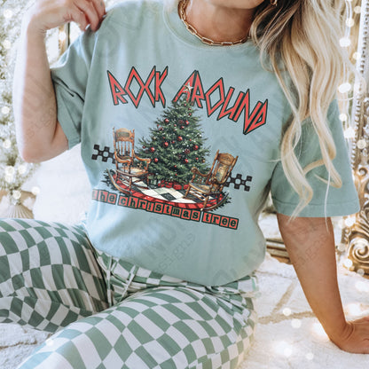 Rock Around the Christmas Tree Sublimation Design PNG Digital Download Printable Christmas