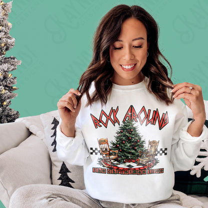 Rock Around the Christmas Tree Sublimation Design PNG Digital Download Printable Christmas