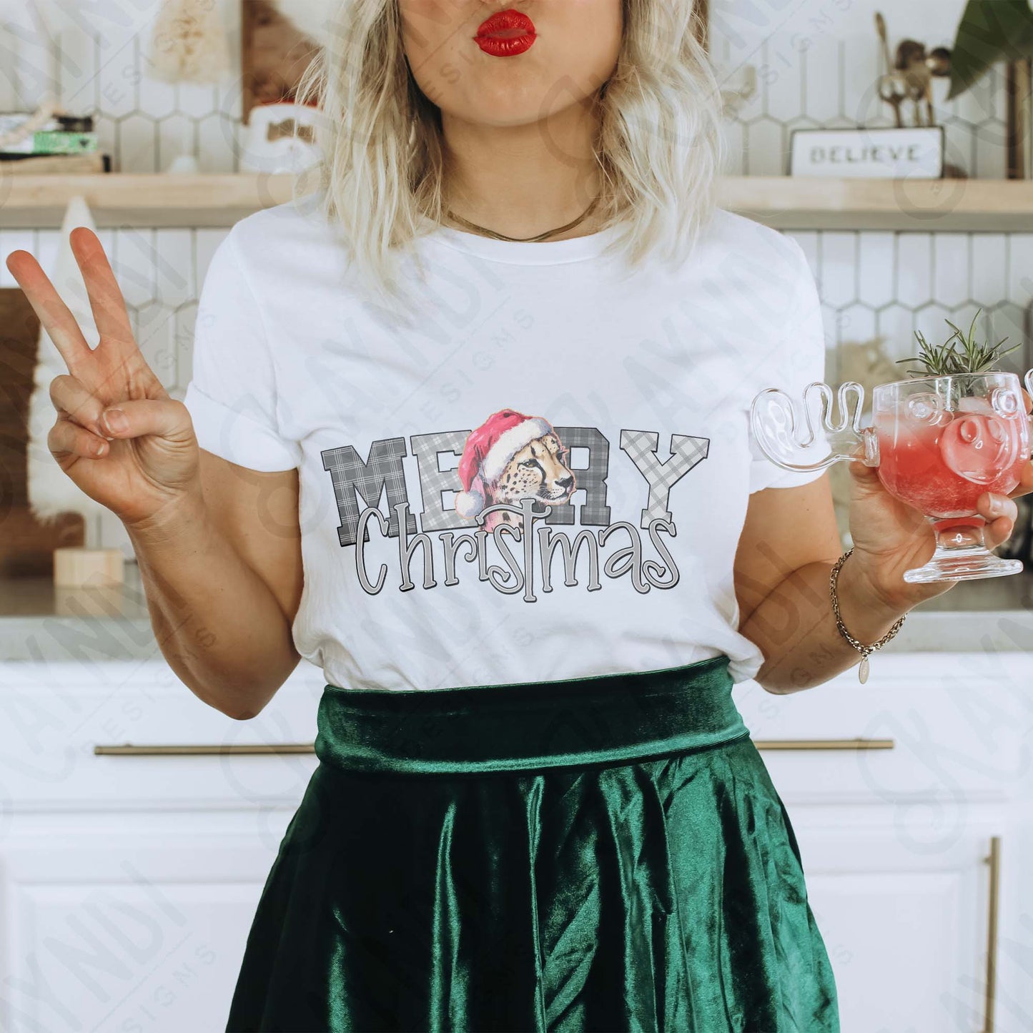 Christmas Christmas Santa Cheetah Sublimation Design PNG Digital Download Merry Christmas Gray Checkered