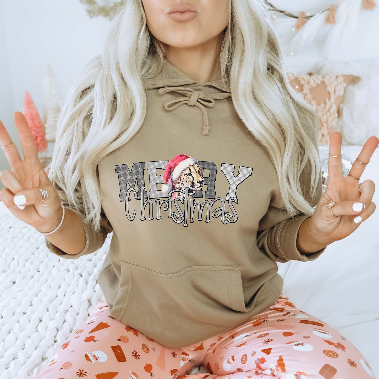 Christmas Christmas Santa Cheetah Sublimation Design PNG Digital Download Merry Christmas Gray Checkered