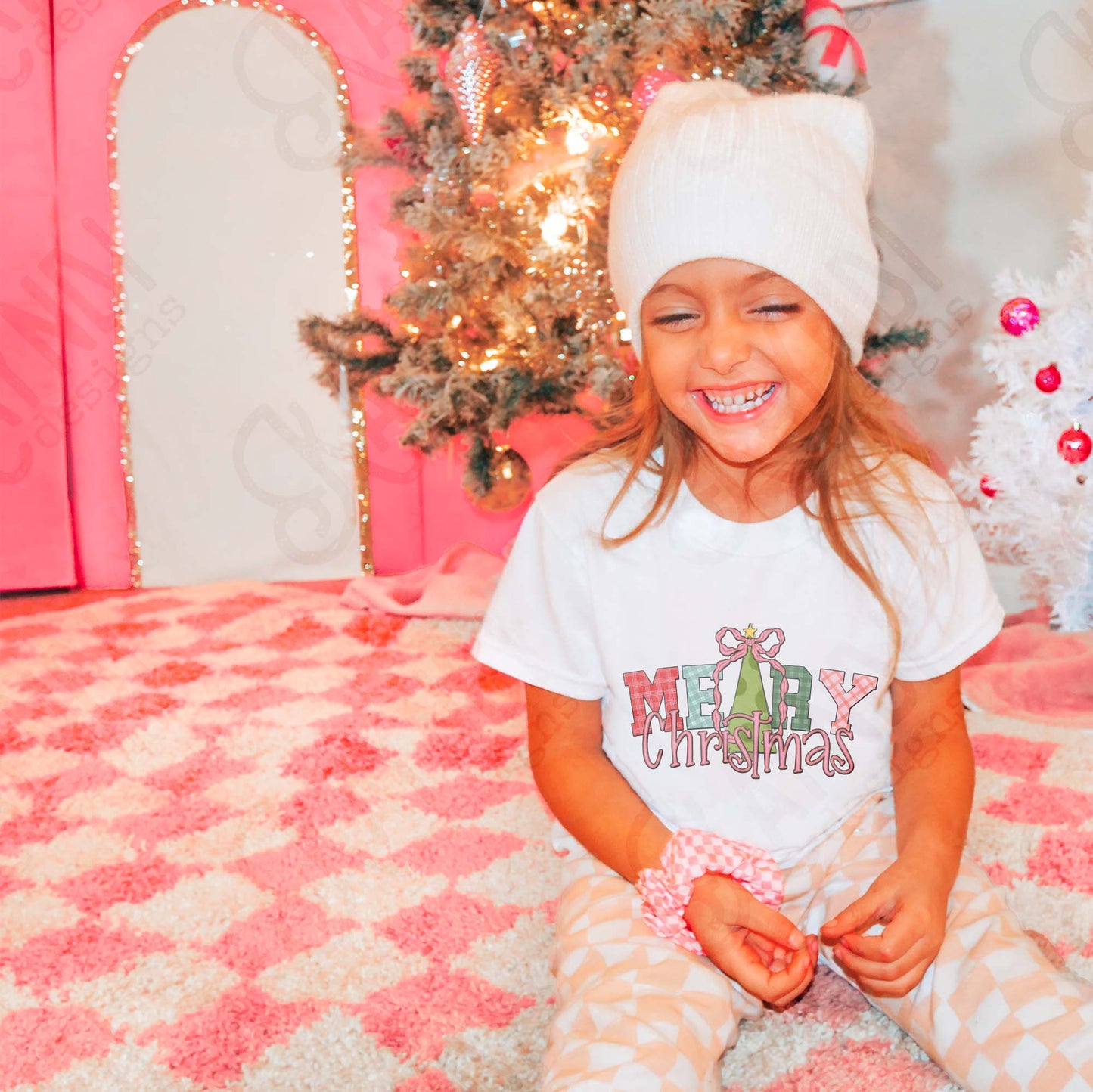 Christmas Christmas Tree Sublimation Design PNG Digital Download Merry Christmas Cute Tree Bow Star Checkered