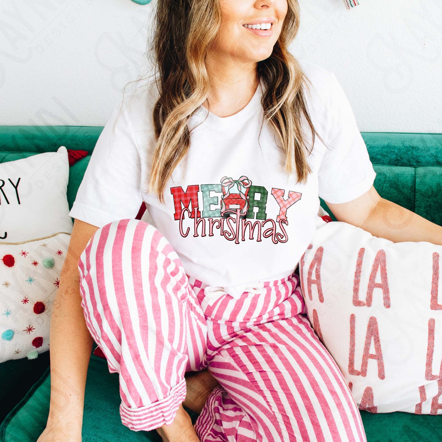 Christmas Christmas Truck Sublimation Design PNG Digital Download Merry Christmas Cute Checkered Truck Bow