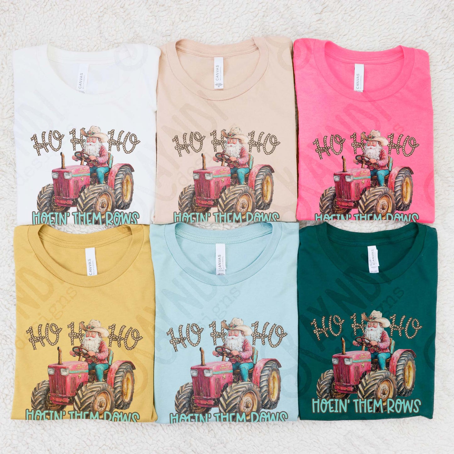 Hoein' Them Rows Sublimation Design PNG Digital Download Santa Tractor Country