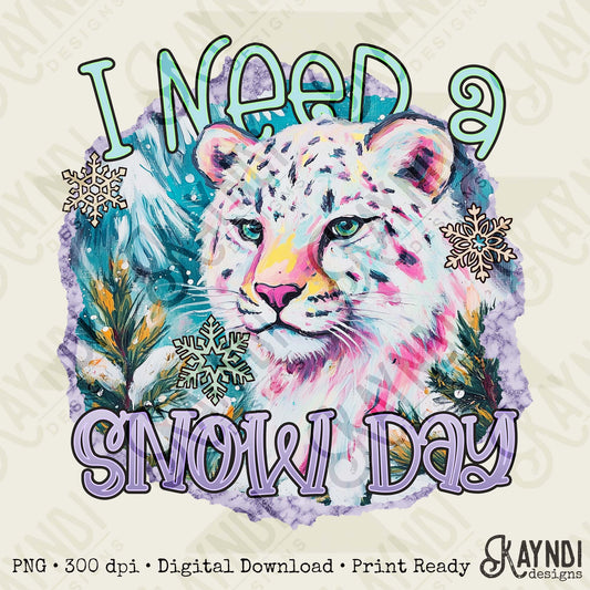I need a Snow Day Sublimation Design PNG Digital Download Leopard Winter