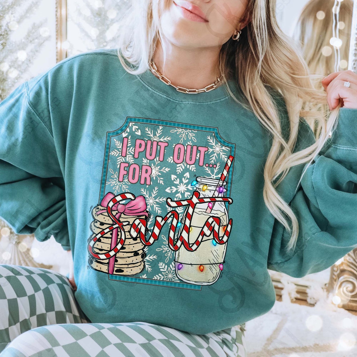 I Put Out for Santa Snowflakes Sublimation Design PNG Digital Download Christmas Pun Cookies