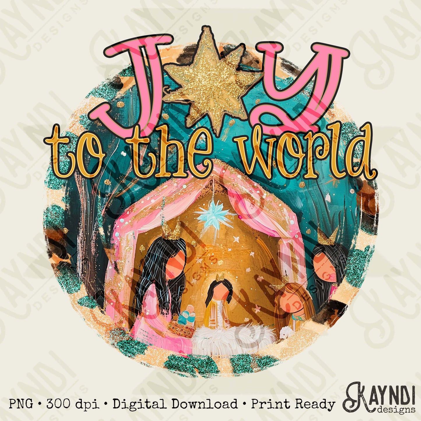 Joy to the World Sublimation Design PNG Digital Download Nativity Faith Jesus