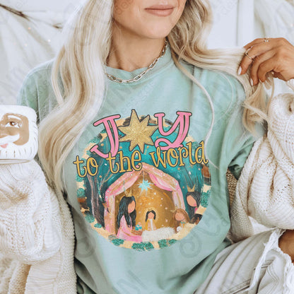 Joy to the World Sublimation Design PNG Digital Download Nativity Faith Jesus