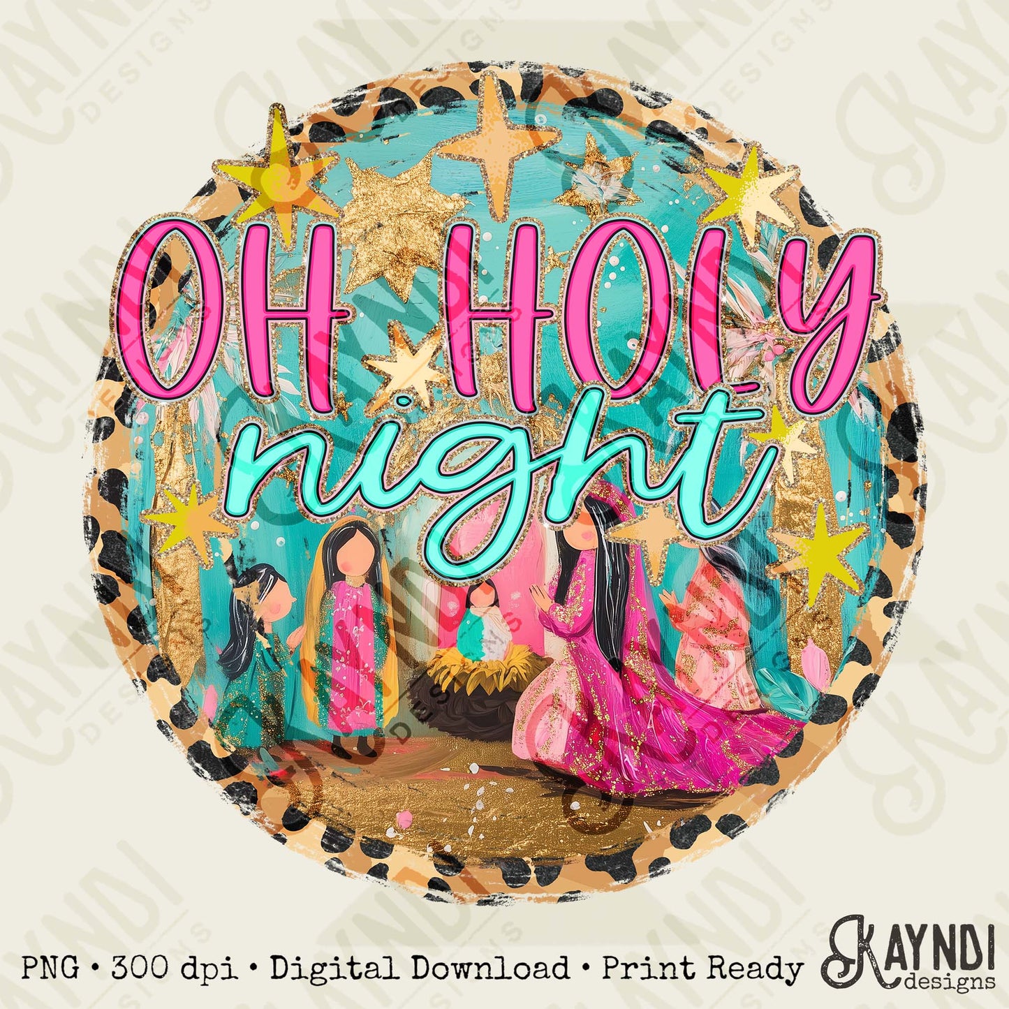 Oh Holy Night Sublimation Design PNG Digital Download Nativity Faith Jesus Pink