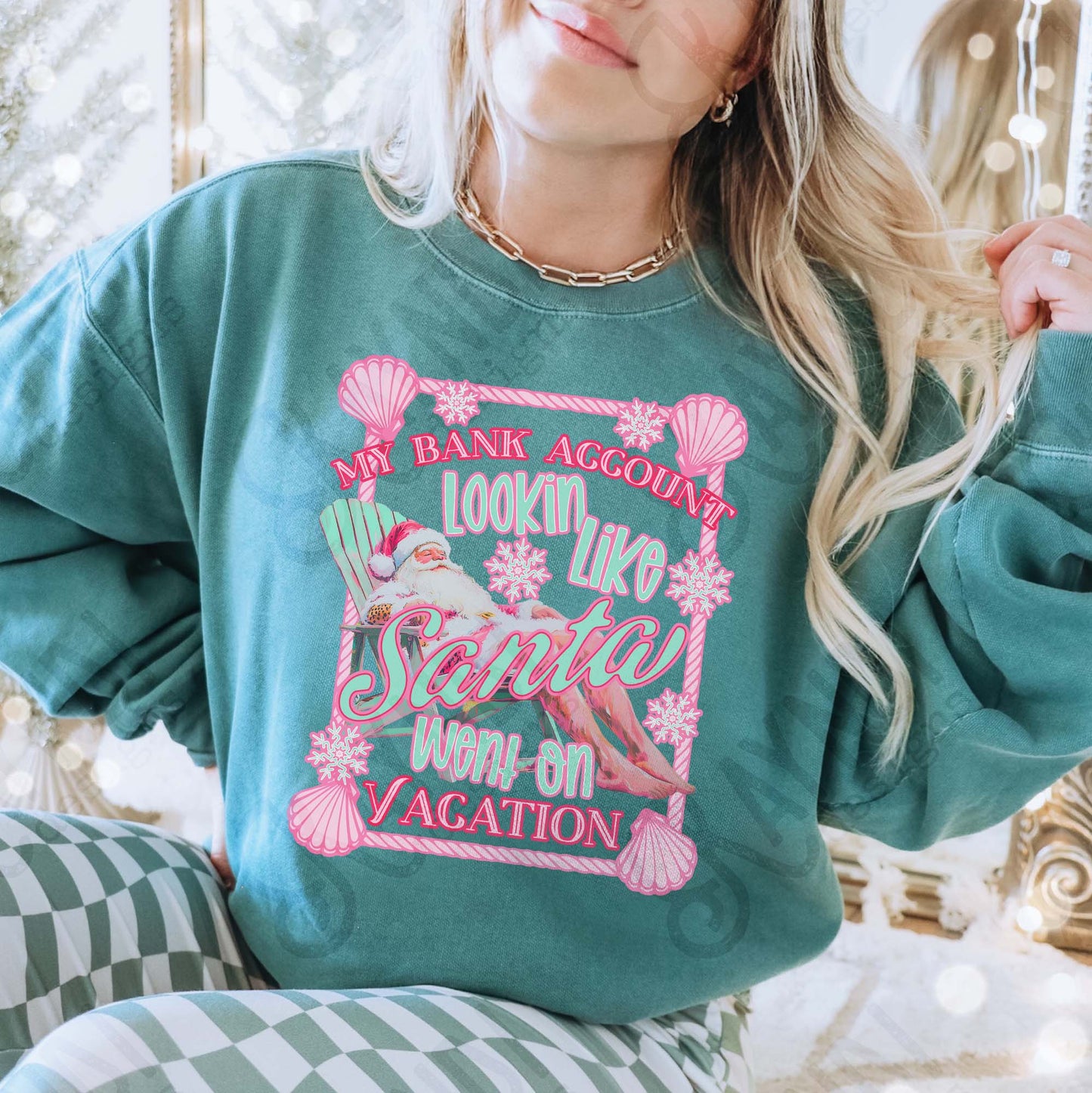 Santa Went on Vacation Sublimation Design PNG Digital Download Pink Santa Beach