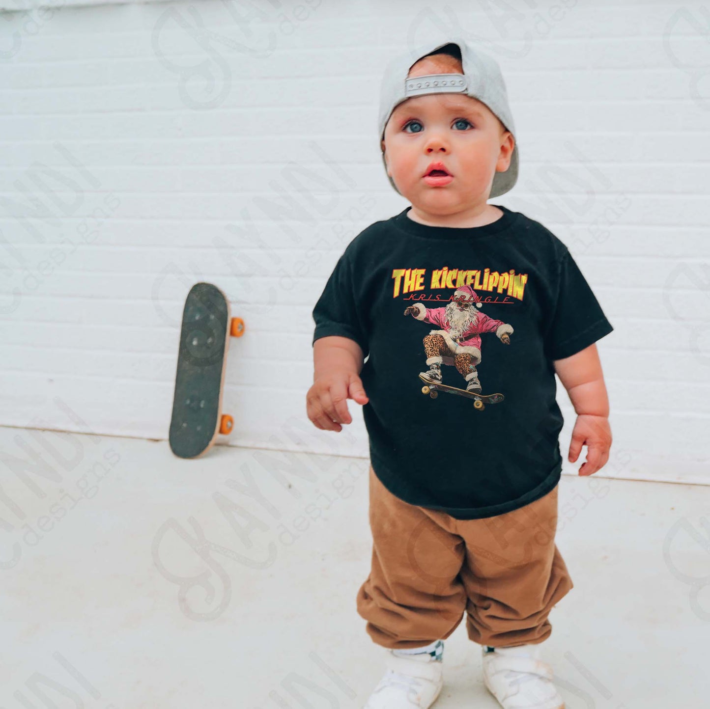 The Kickflippin Kris Kringle Leopard Sublimation Design PNG Digital Download Skateboarding Sunglasses Santa