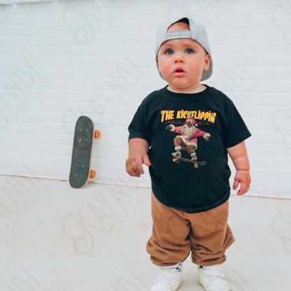 The Kickflippin Kris Kringle Leopard Sublimation Design PNG Digital Download Skateboarding Sunglasses Santa