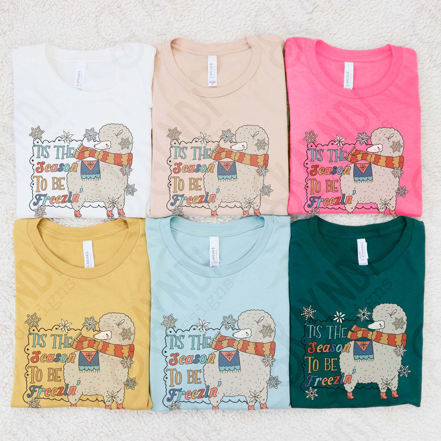 Tis the Season to be Freezin Sublimation Design PNG Digital Download Winter Funny Snow Alpaca