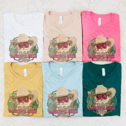 Wranglin Christmas Cheer Sublimation Design PNG Digital Download Cowboy Santa Western