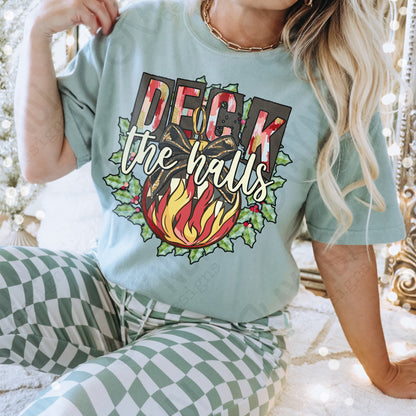 Deck the Halls Red Sublimation Design PNG Digital Download Printable Christmas
