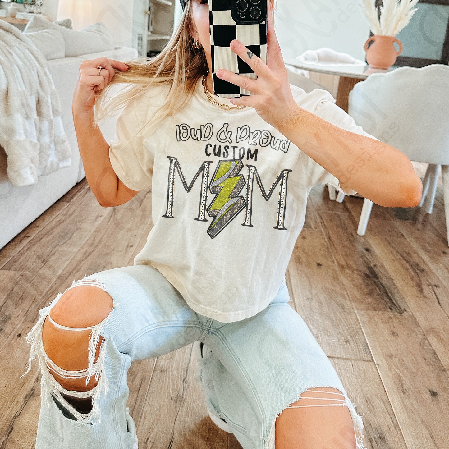 Loud & Proud Tennis Mom Sublimation Design PNG Digital Download Printable Mom Sparkle Lightning