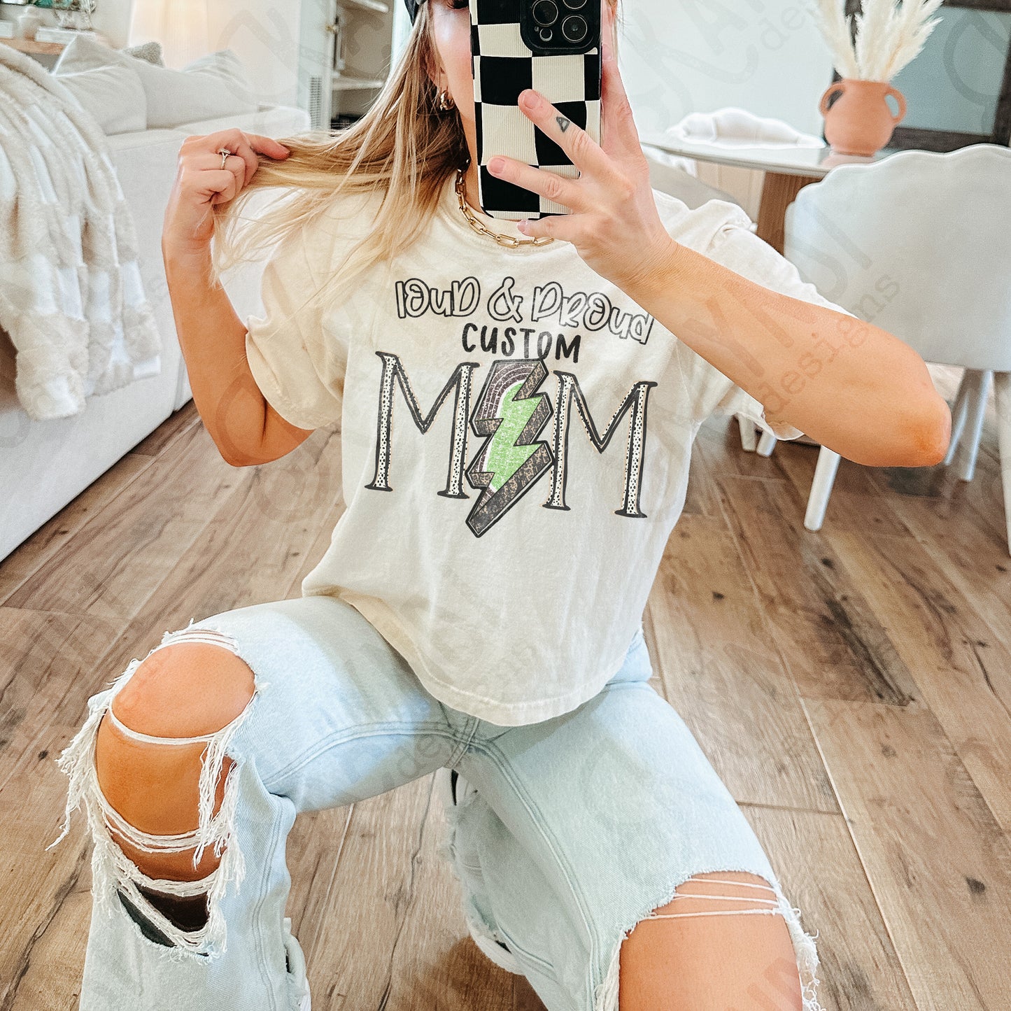 Loud & Proud Track Mom Sublimation Design PNG Digital Download Printable Mom Sparkle Lightning