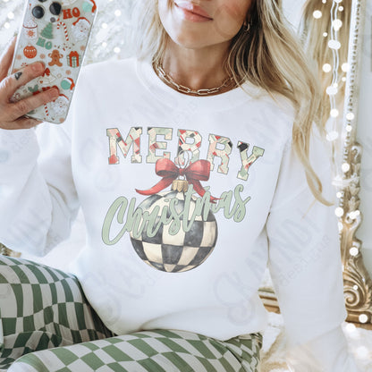 Merry Christmas Chekered Ornament Sublimation Design PNG Digital Download Printable Christmas