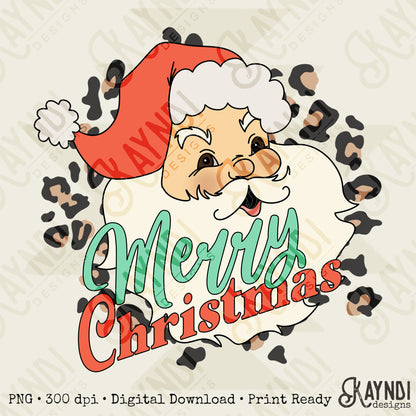Merry Christmas Santa 6 Sublimation Design PNG Digital Download Printable Christmas Cheetah