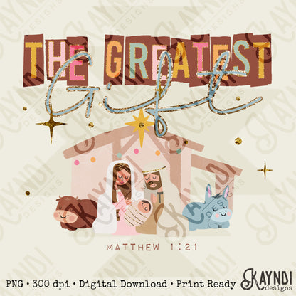 The Greatest Gift Sublimation Design PNG Digital Download Printable Matthew Christmas