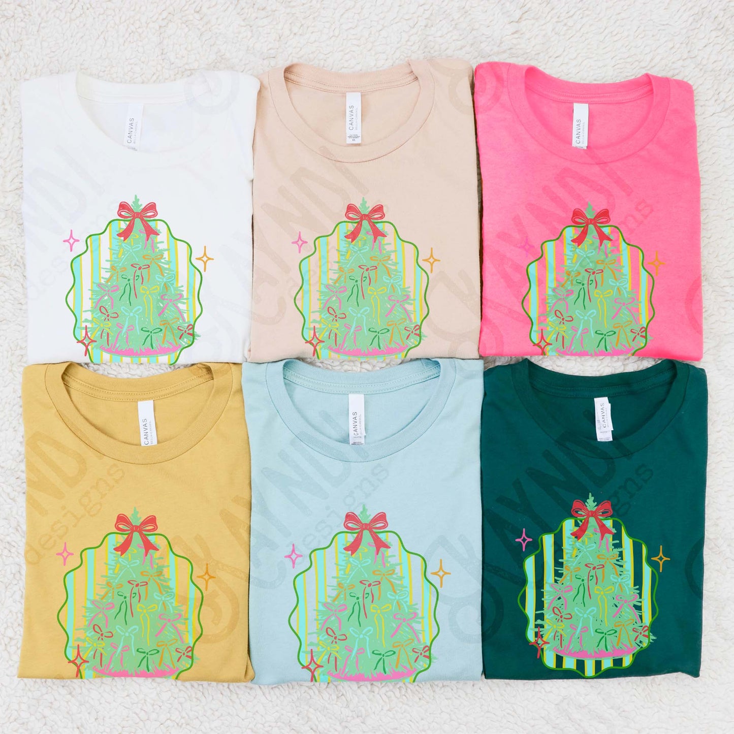 Christmas Tree Bow Sublimation Design PNG Digital Download Christmas Cute Stripes Bows Stars