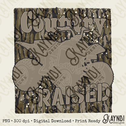 Country Raised Sublimation Design PNG Digital Download Camo Four Wheeler