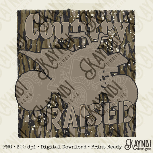 Country Raised Sublimation Design PNG Digital Download Camo Four Wheeler