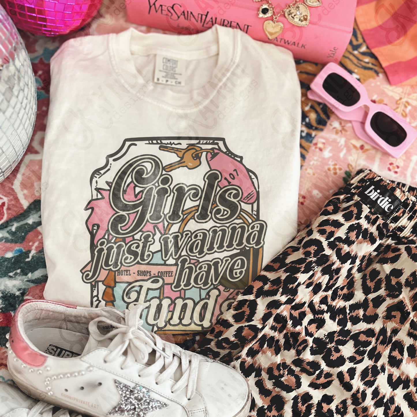 Girls Just Wanna Have Funds Sublimation Design PNG Digital Download Girly Preppy