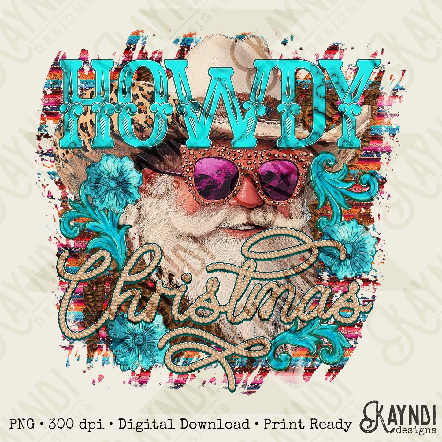 Howdy Christmas Sublimation Design PNG Digital Download Christmas Western Santa Serape