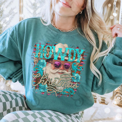 Howdy Christmas Sublimation Design PNG Digital Download Christmas Western Santa Serape