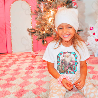 I Saw That Sublimation Design PNG Digital Download Pink Santa Christmas Cheetah Polka Dot