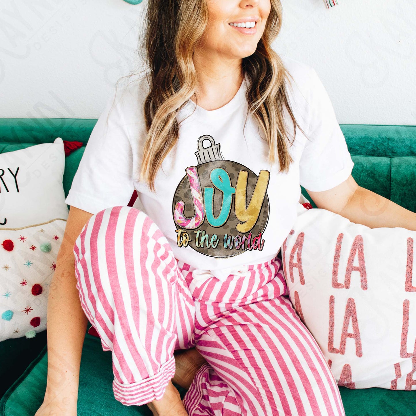 Joy to the World Sublimation Design PNG Digital Download Cheetah CHristmas Ornament