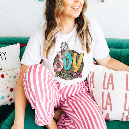 Joy to the World Sublimation Design PNG Digital Download Cheetah CHristmas Ornament