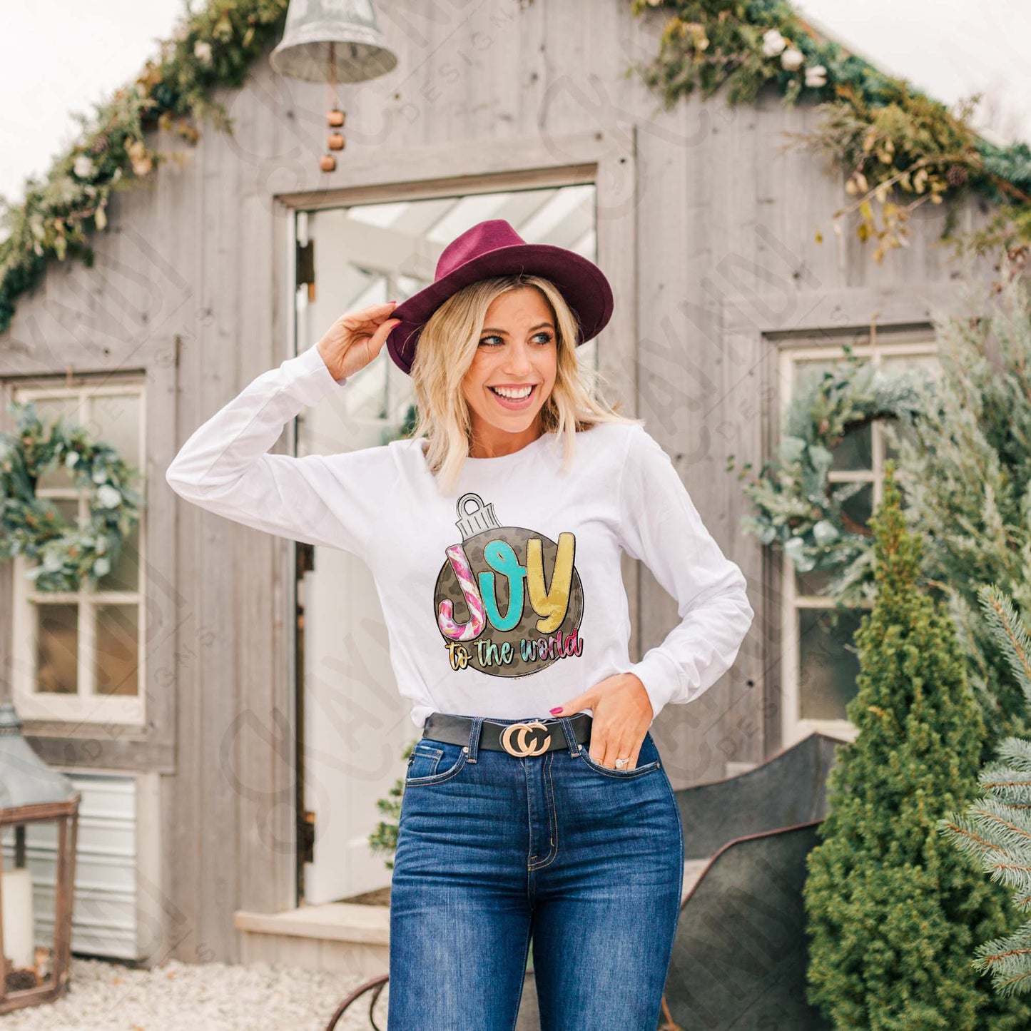 Joy to the World Sublimation Design PNG Digital Download Cheetah CHristmas Ornament