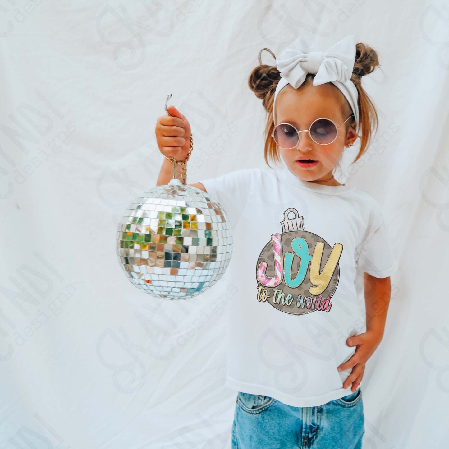 Joy to the World Sublimation Design PNG Digital Download Cheetah CHristmas Ornament