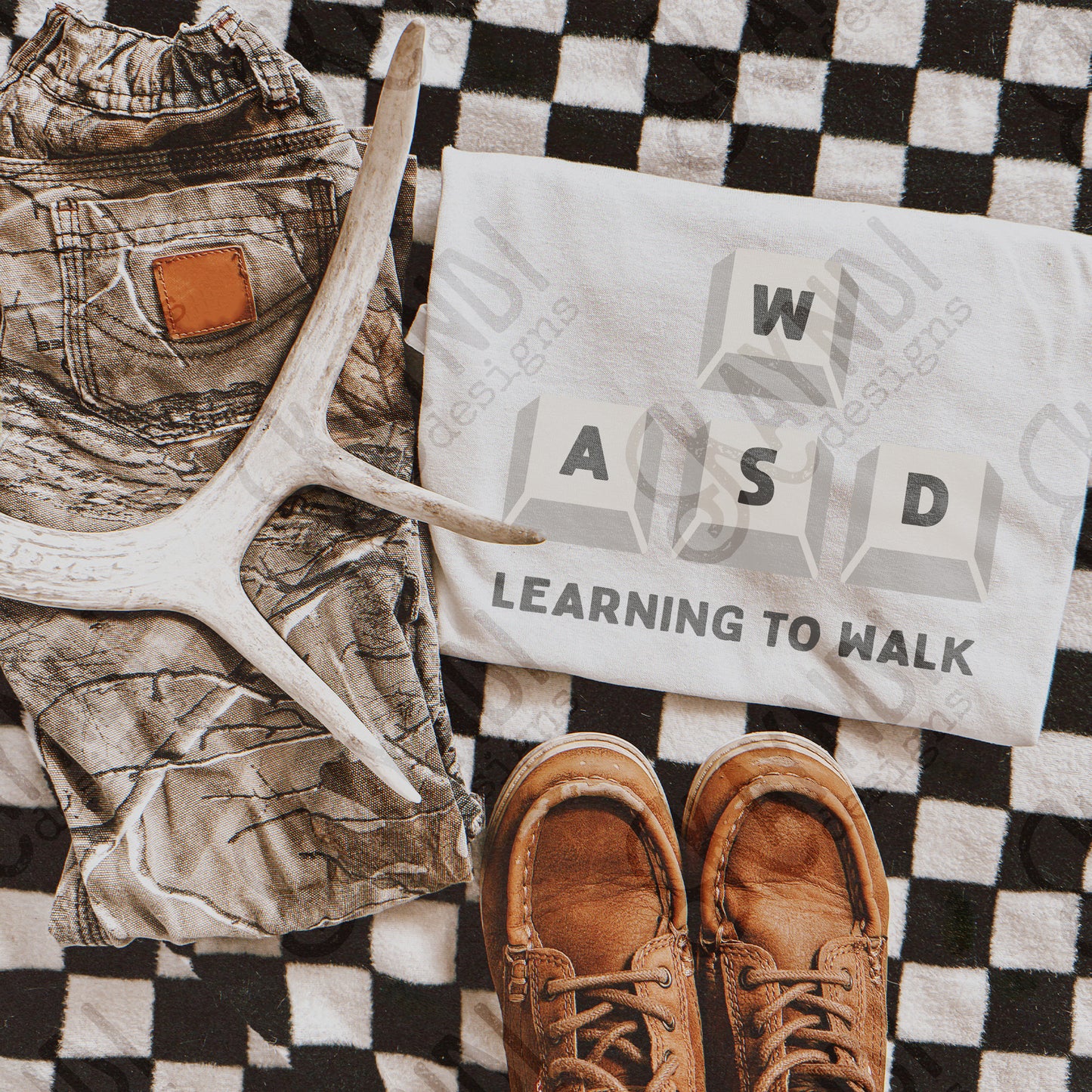 Learning to Walk Sublimation Design PNG Digital Download Gamer Baby Keyboard