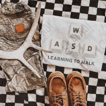 Learning to Walk Sublimation Design PNG Digital Download Gamer Baby Keyboard