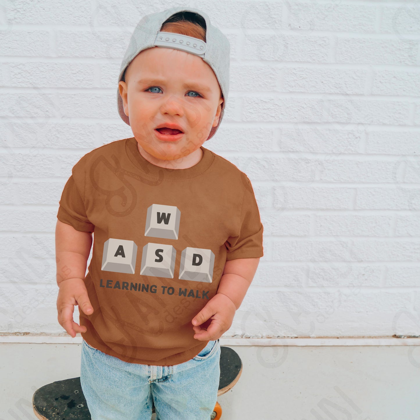 Learning to Walk Sublimation Design PNG Digital Download Gamer Baby Keyboard