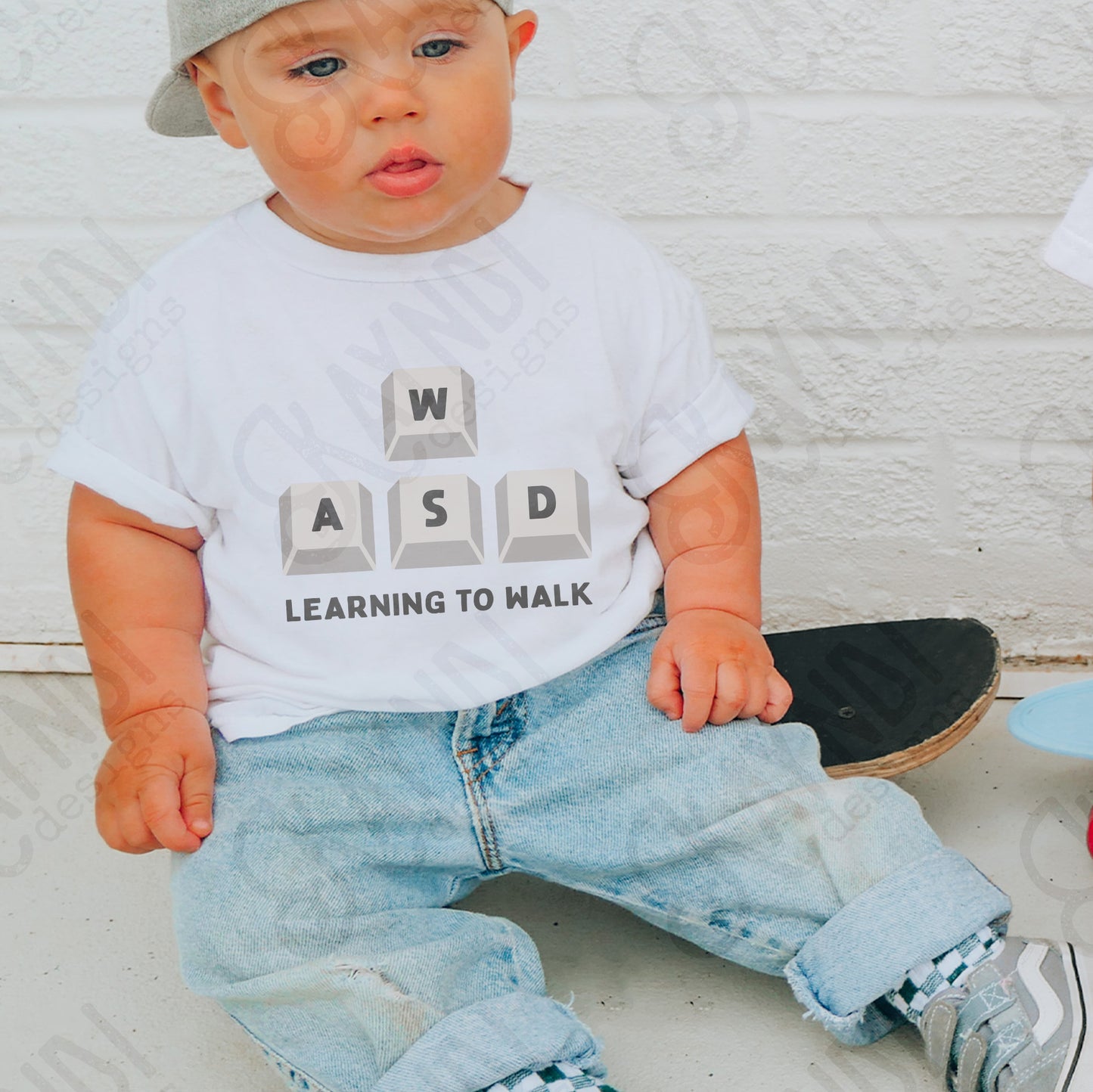 Learning to Walk Sublimation Design PNG Digital Download Gamer Baby Keyboard