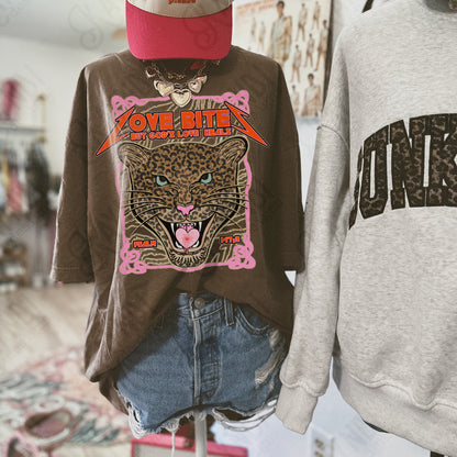 Love Bites Gold Sublimation Design PNG Digital Download Leopard Faith Pink