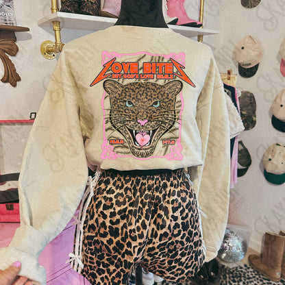 Love Bites Gold Sublimation Design PNG Digital Download Leopard Faith Pink